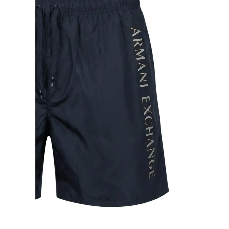 Dunkelmarineblau armani exchange Herren-Badehose mit vertikalem Logo-Seitenaufdruck aus Polyester für den Einsatz als Badebekleidung
