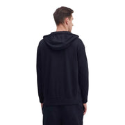 Armani exchange Herren-Sweatshirt in Blau aus Polyestergemisch mit schwarzer Kapuze, weichem Stoff und dezenten weißen Ärmelstreifen.