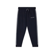 Armani Exchange men black joggers with white side stripes and small embroidered logo in poly blend fabric
