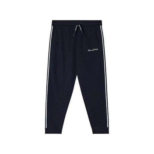 Armani Exchange Pantalon de jogging noir pour homme avec bandes latérales blanches et petit logo brodé en tissu mélangé polyester