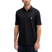 Noir Armani Exchange Polo en coton à manches courtes pour homme, avec logo blanc discret sur la poitrine gauche.