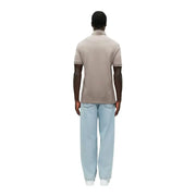 Beige armani exchange Polo homme en coton marron, manches courtes, col classique et poignets côtelés