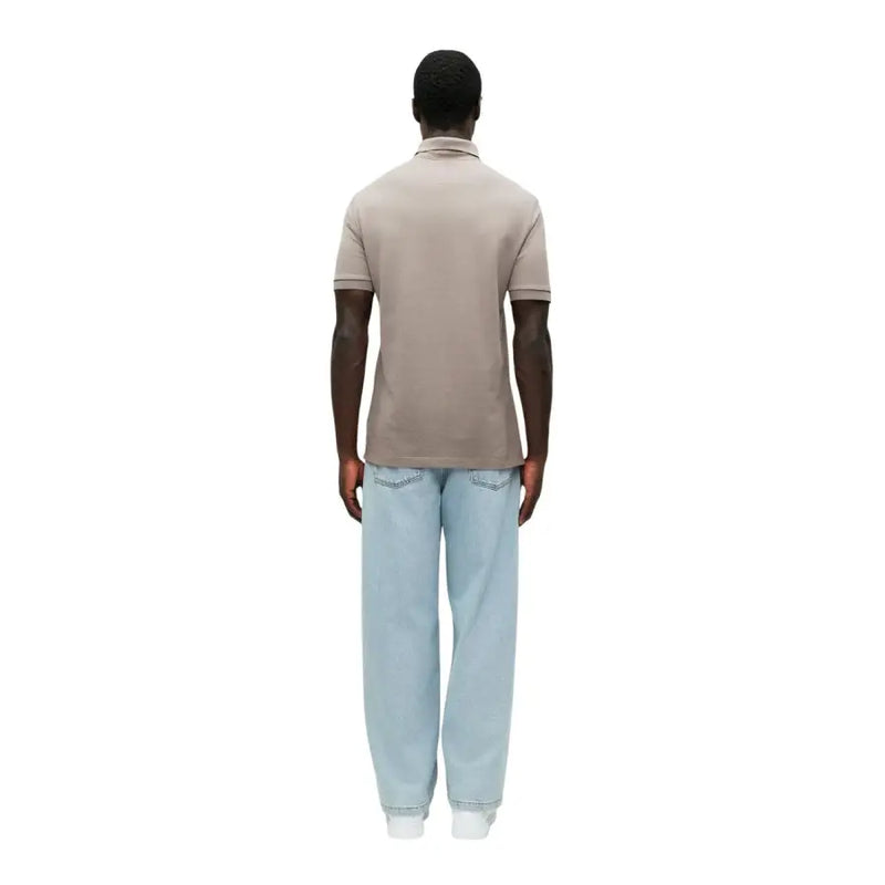 Beige armani exchange Polo homme en coton marron, manches courtes, col classique et poignets côtelés