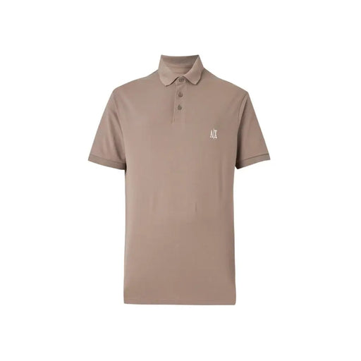 Beige Armani Exchange Polo homme marron en coton à manches courtes avec logo brodé discret sur la poitrine