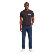 Armani Exchange men brown cotton t shirt with dark gray short sleeves and small white text logo on left chest