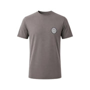 Armani Exchange men brown cotton t shirt with muted gray short sleeves and subtle circular logo embroidered on left chest