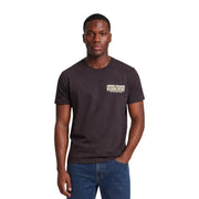 Armani Exchange men brown cotton t shirt with dark gray color and white text graphic on the left chest