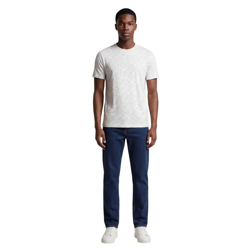 Armani Exchange men white short-sleeved t-shirt with subtle geometric pattern made of soft cotton fabric