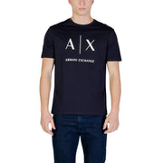 Armani Exchange men t-shirt in black with white a x logo and brand name printed across the chest