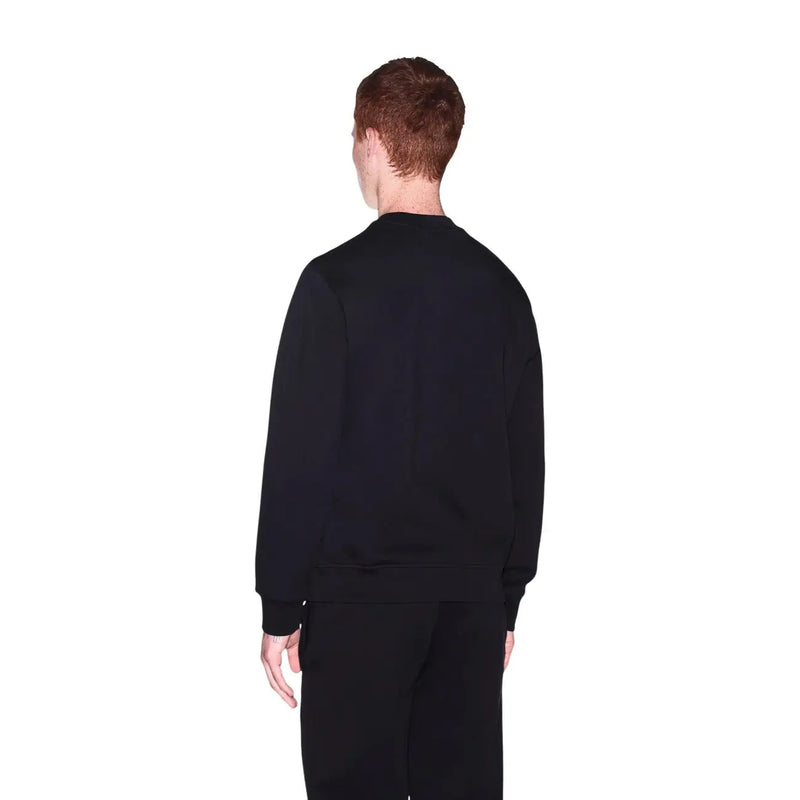 Armani Exchange Schwarzes Herren-Sweatshirt aus Baumwolle mit Rundhalsausschnitt, langen Ärmeln und gerippten Bündchen