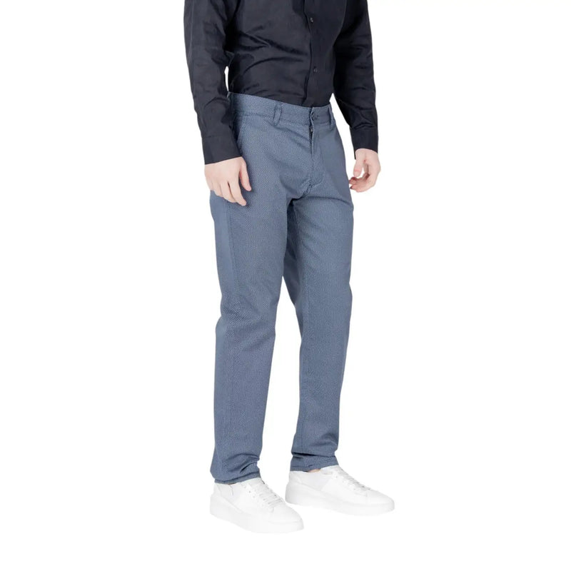 Armani Exchange men cotton trousers in dark blue with a subtle pattern and classic fit for formal wear
