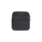 Armani Exchange men crossbody bag in black textured leather with subtle logo front detail 22x23x1 polyester