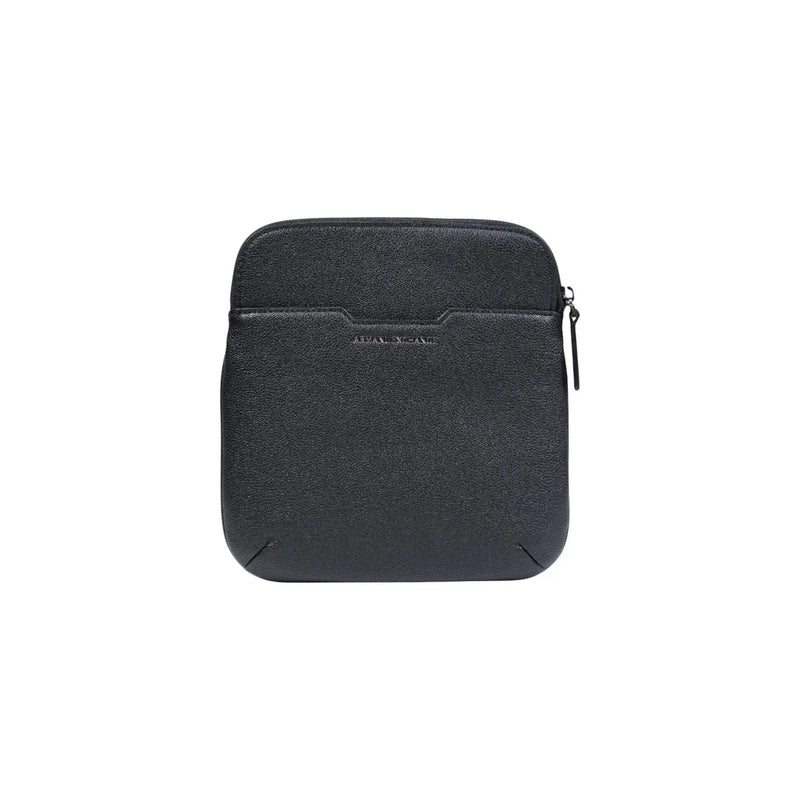 Armani Exchange men crossbody bag in black textured leather with subtle logo front detail 22x23x1 polyester