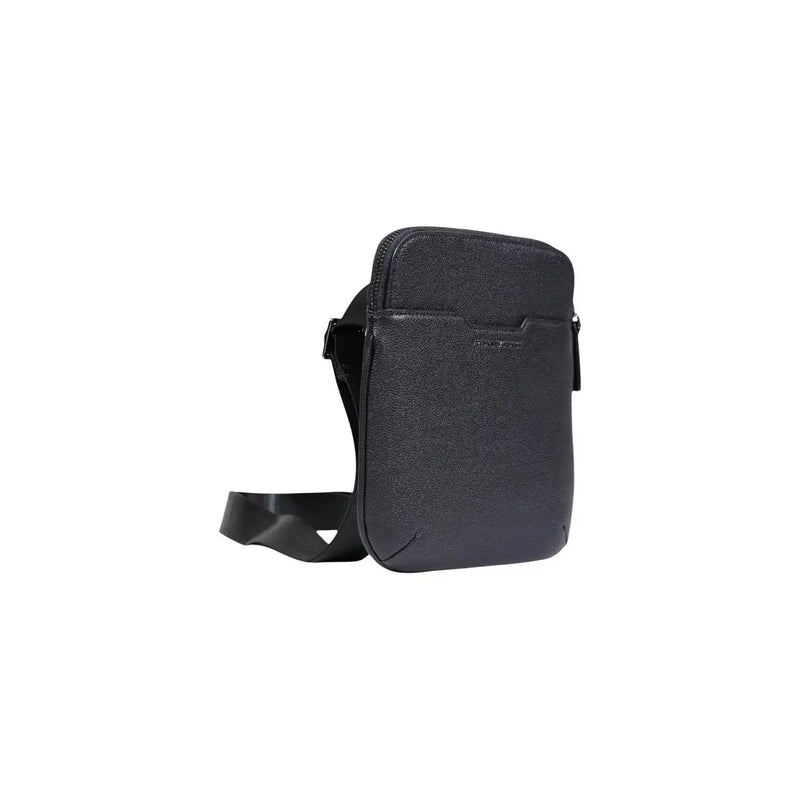 Armani Exchange men crossbody bag black textured leather with sleek minimalist design and adjustable strap 22x23x1 cm