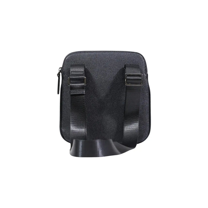 Armani Exchange men crossbody bag black textured polyester with adjustable straps and zipper closure 22x23x1 cm