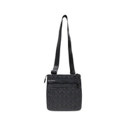 Armani Exchange men crossbody bag black polyester with quilted texture and repeating logo pattern w21cm