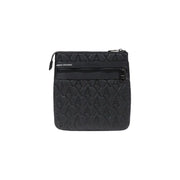 Armani Exchange men crossbody bag black polyester with embossed logo pattern and zippered compartments W21cm