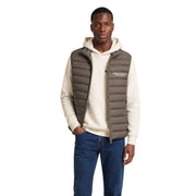 Armani Exchange men olive-green quilted down sleeveless waistcoat with front zipper and subtle chest branding