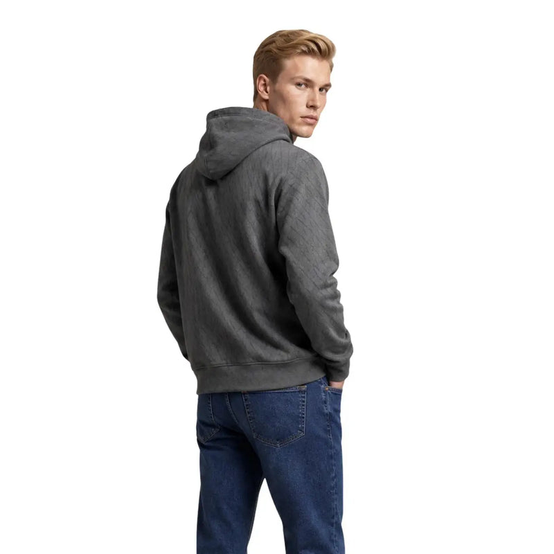Armani Exchange Herren-Kapuzenpullover aus grüner Baumwolle mit dunkelgrauer, strukturierter, lockerer Passform und gerippten Bündchen