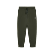 Armani Exchange Grüne Herren-Jogginghose aus Baumwolle mit weißen Seitenstreifen und kleinem runden Logo am linken Oberschenkel