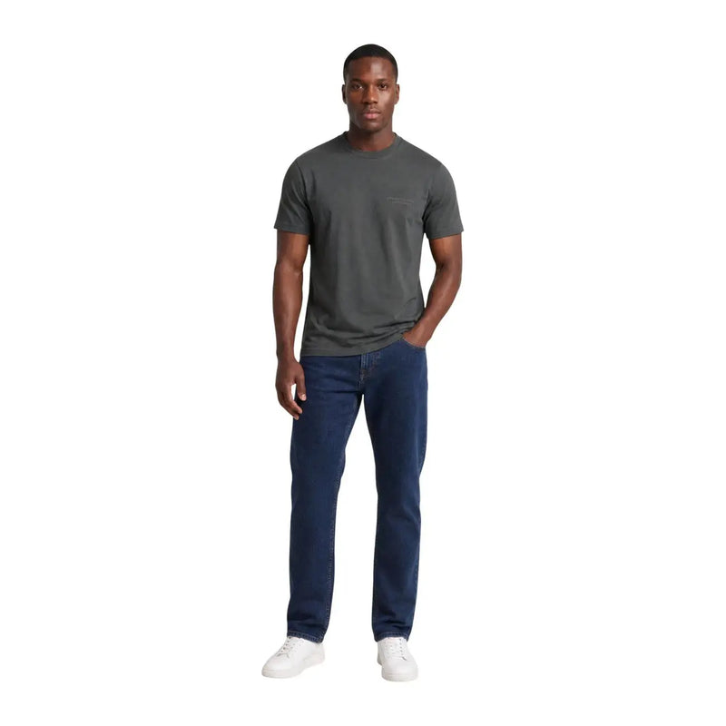 Armani Exchange men grey cotton crewneck t shirt with a small chest pocket in dark gray color