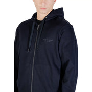 Black armani exchange men hooded cotton zip-up sweatshirt with subtle embroidered logo on the chest