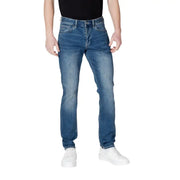 Armani Exchange Jean homme bleu en coton stretch, coupe slim, avec délavage subtil et design classique à cinq poches