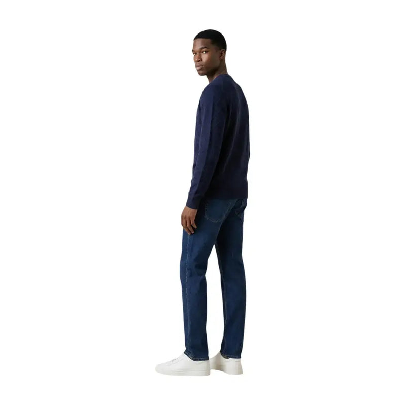 Armani Exchange pull en maille bleu marine à manches longues et col rond pour homme