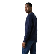 Armani exchange Pull homme en maille bleu marine à manches longues et col rond, motif losanges.