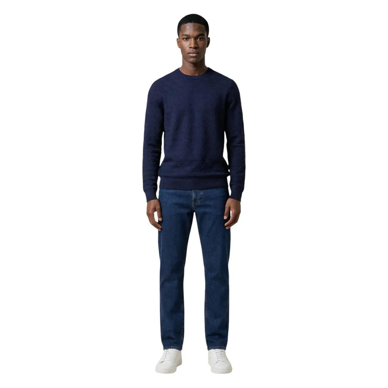 Armani Exchange men knitwear navy blue long sleeve crewneck sweater perfect for casual and formal wear