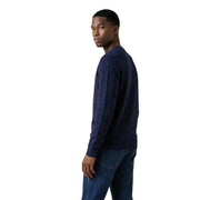 Armani exchange men knitwear navy blue diamond-patterned long sleeve round neck sweater in knit fabric