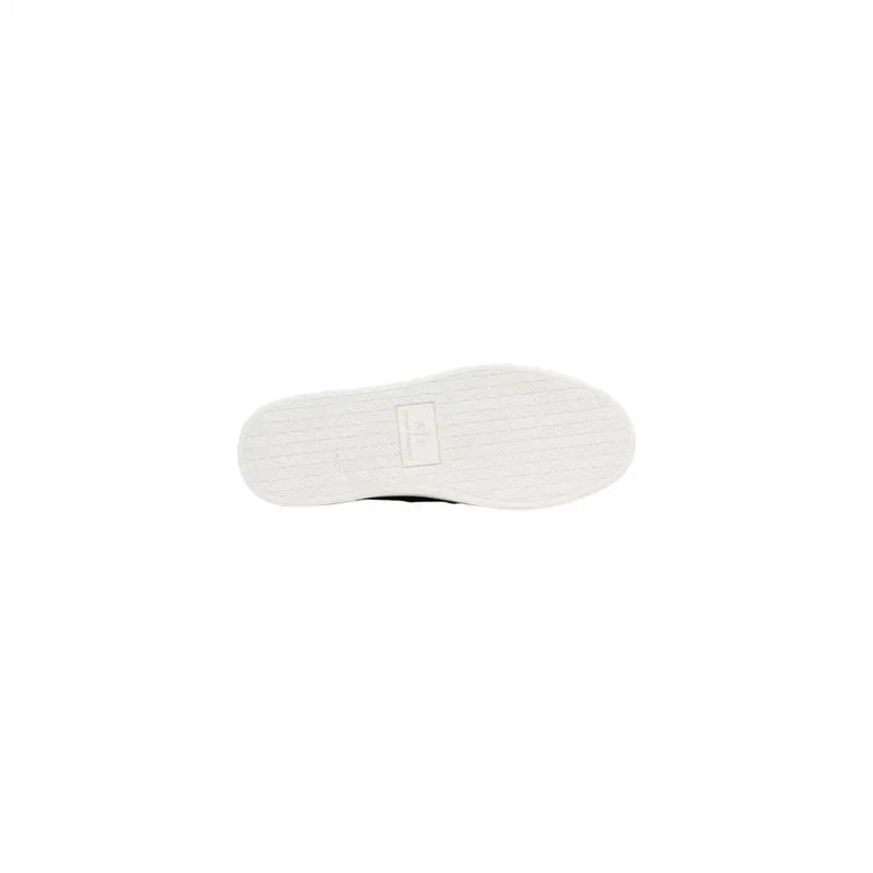 White rubber sole with subtle texture and small rectangular label on armani exchange men leather blue moccasin size 11