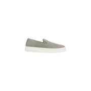 Armani Exchange men leather moccassin shoe blue size 11 shown as gray suede slip-on sneaker with white rubber sole