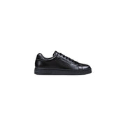 Armani Exchange Herren-Ledersneaker, schwarz, niedrigtop mit elegantem, minimalistischem Design und dezentem Seitenbranding