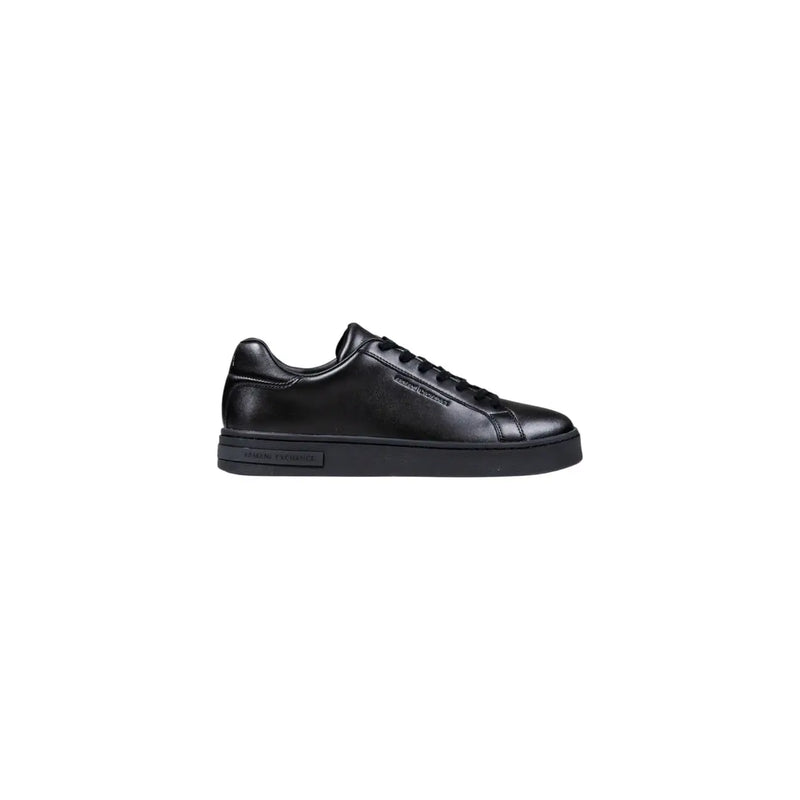 Armani Exchange Herren-Ledersneaker, schwarz, niedrigtop mit elegantem, minimalistischem Design und dezentem Seitenbranding