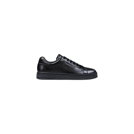 Armani Exchange men leather sneakers black low-top with sleek minimalist design and subtle side branding
