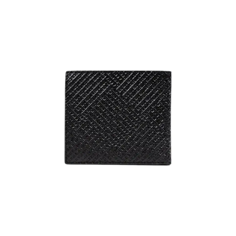 Black textured leather wallet with multiple compartments from Armani Exchange Men collection