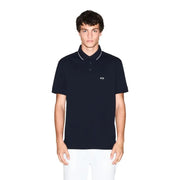 bleu marine Armani Exchange Polo homme à manches courtes en coton avec bordure blanche et petit logo brodé sur la poitrine