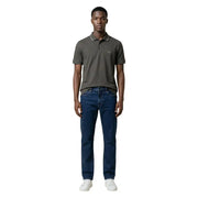 Armani Exchange Polo homme marron en coton à manches courtes, vert olive foncé, avec bordures blanches et logo brodé sur la poitrine