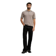 Armani Exchange Polo homme marron en coton à manches courtes avec bordures noires au col et aux poignets