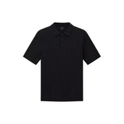 Armani Exchange Polo noir à manches courtes pour homme, col classique, patte de boutonnage à trois boutons, 100 % coton.