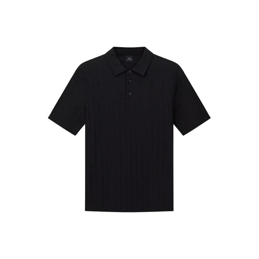 Armani Exchange men polo black short-sleeved shirt with classic collar three-button placket 100% cotton material