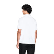 Armani Exchange men polo white short sleeve 100 percent cotton shirt with classic collar front view