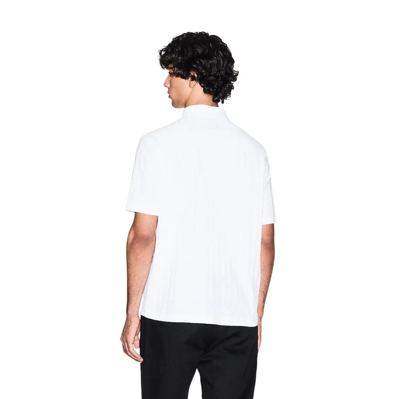 Armani Exchange men polo white short sleeve 100 percent cotton shirt with classic collar front view