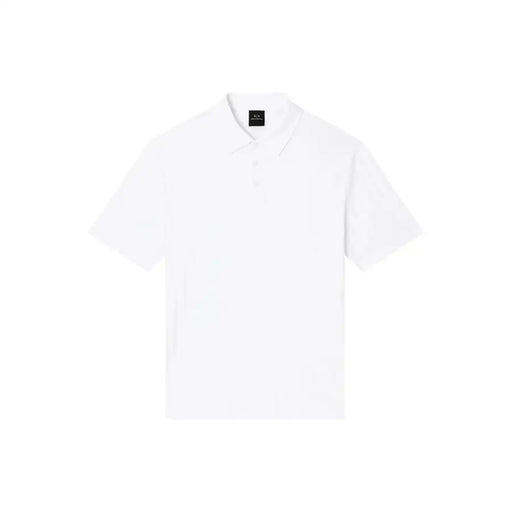 Armani Exchange Polo blanc à manches courtes pour homme, 100 % coton, col classique et étiquette de marque discrète au niveau de l'encolure.