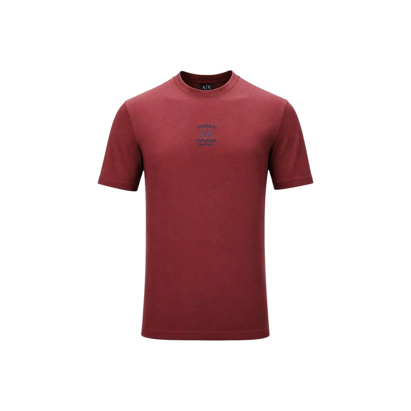 Armani Exchange men red cotton crew-neck t shirt with subtle logo print on the chest