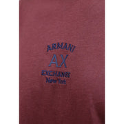 Armani Exchange men red cotton t shirt with maroon fabric and dark blue embroidered logo on the front