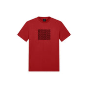Armani Exchange men red cotton t shirt with short sleeves and black exchange text pattern on the chest