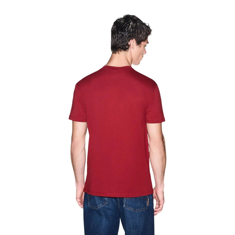 Armani Exchange men red cotton t shirt with short sleeves and crew neck made of smooth fabric