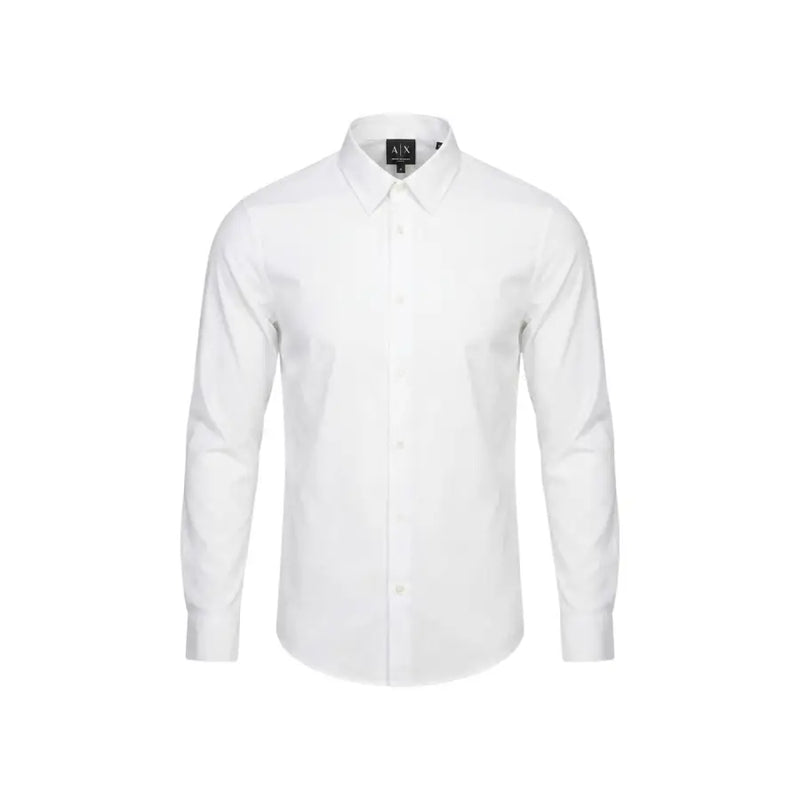 Armani Exchange men shirt white long-sleeved button-down with classic collar and tailored fit
